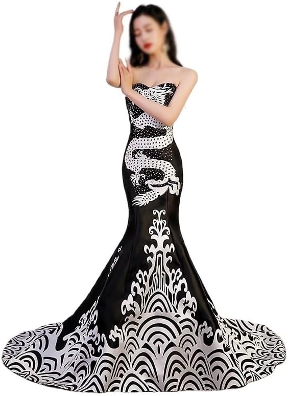 1 Shoulder Annual Party Evening Gown Women's Sequined Atmospheric Banquet Dress - Image 2