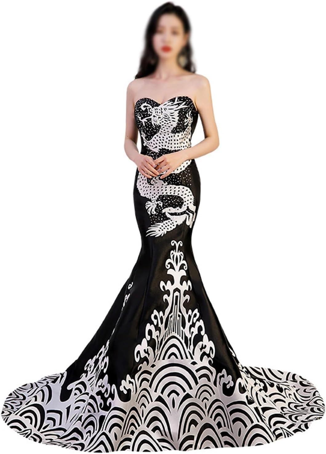 1 Shoulder Annual Party Evening Gown Women's Sequined Atmospheric Banquet Dress