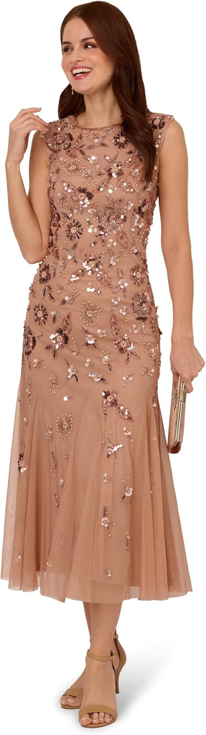 Adrianna Papell Women's Evening Special Occasion Dress Wedding Guest Bride Mother of The Groom, Rose Gold - Image 4
