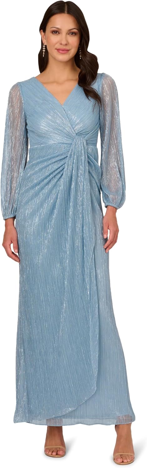 Adrianna Papell Women's Metallic Mesh Draped Gown - Image 5