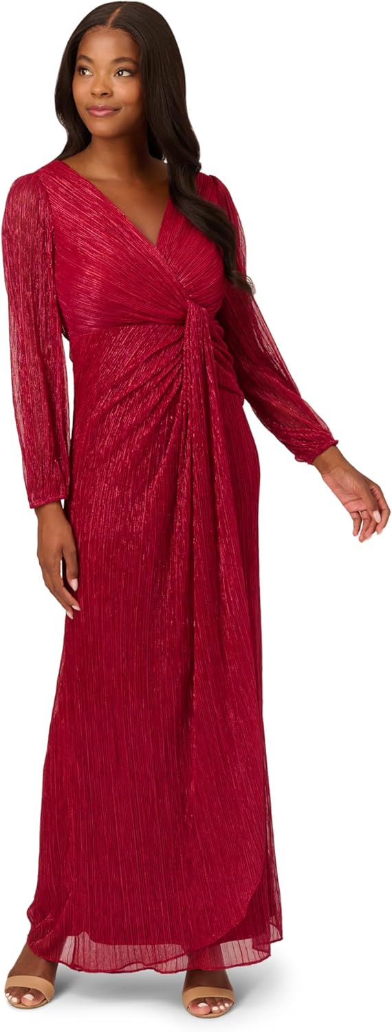 Adrianna Papell Women's Metallic Mesh Draped Gown - Image 6