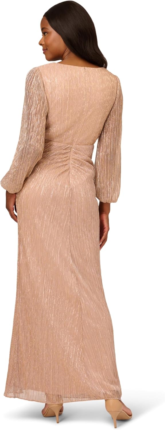 Adrianna Papell Women's Metallic Mesh Draped Gown - Image 2