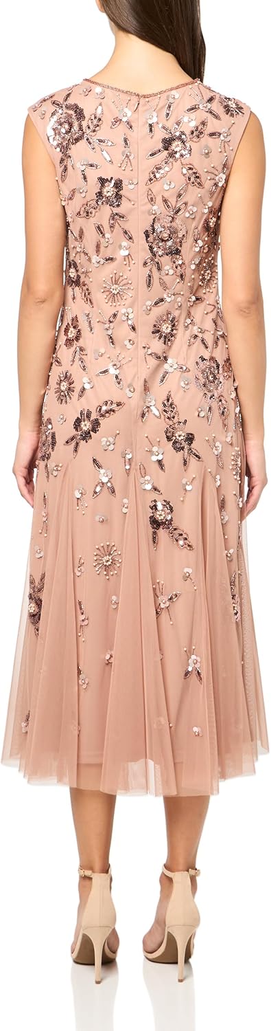 Adrianna Papell Women's Petite Evening Special Occasion Dress Wedding Guest Bride Mother of The Groom, Rose Gold - Image 2