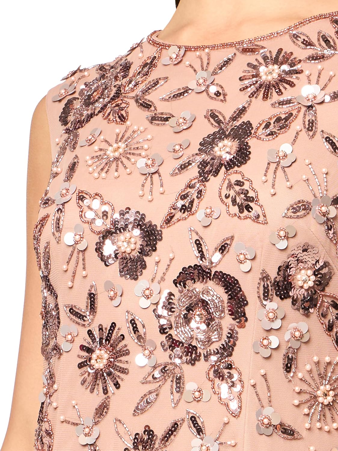 Adrianna Papell Women's Petite Evening Special Occasion Dress Wedding Guest Bride Mother of The Groom, Rose Gold - Image 3