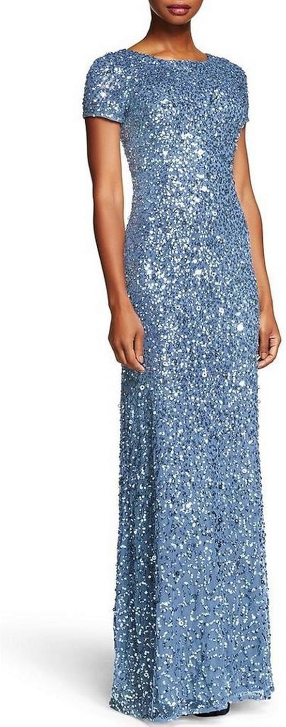 Adrianna Papell Women's Short-Sleeve All Over Sequin Gown - Image 11