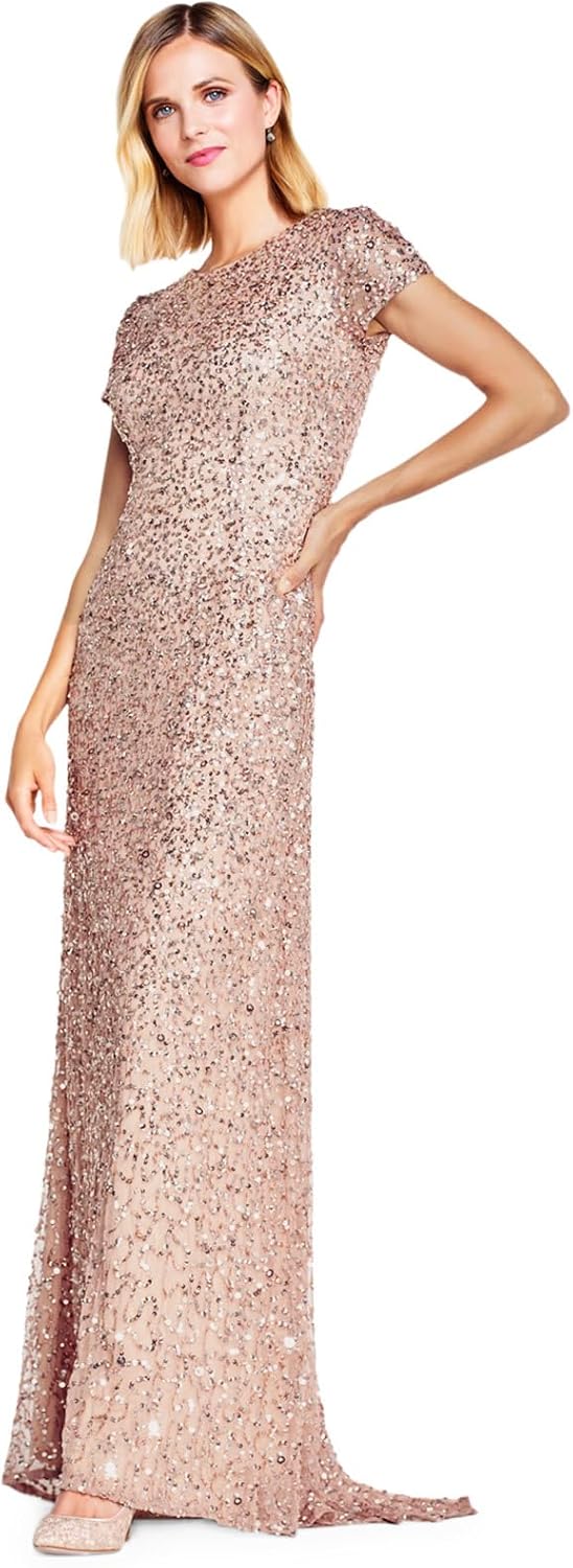Adrianna Papell Women's Short-Sleeve All Over Sequin Gown - Image 9
