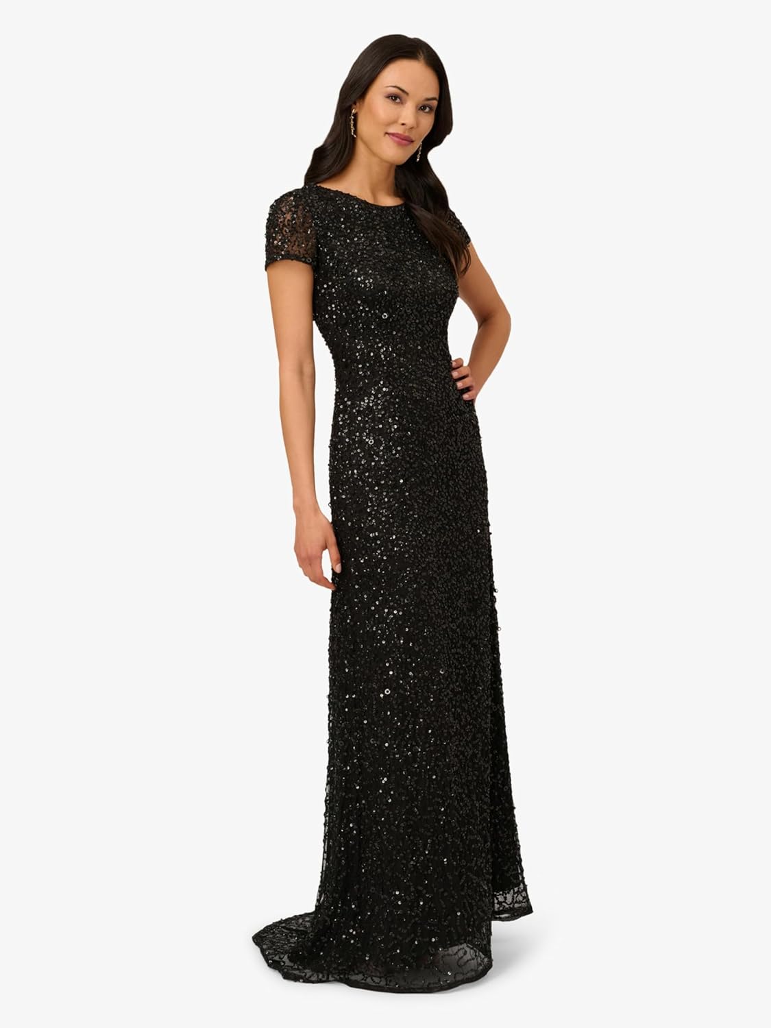 Adrianna Papell Women's Short-Sleeve All Over Sequin Gown - Image 3