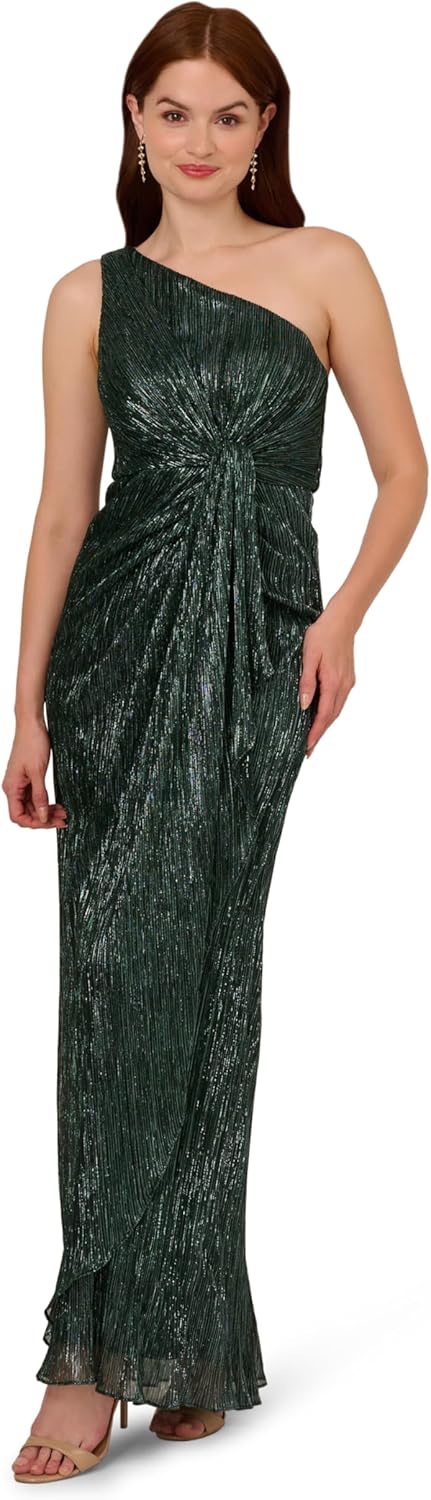 Adrianna Papell Women's Stardust Pleated Draped Gown - Image 7