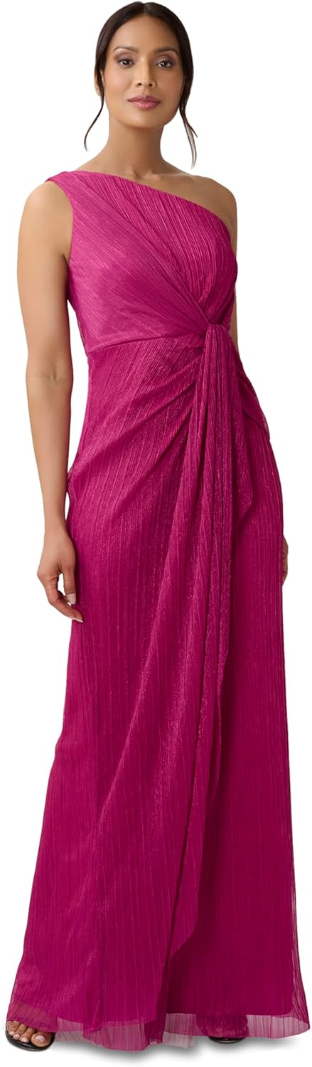 Adrianna Papell Women's Stardust Pleated Draped Gown
