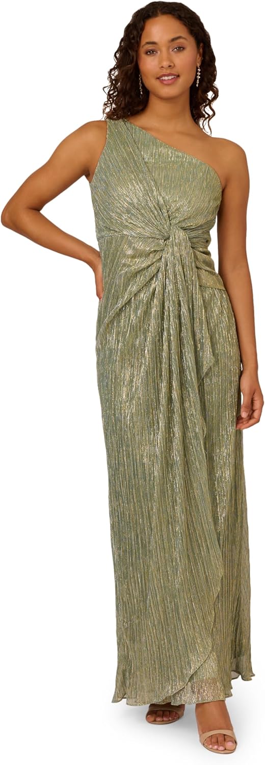 Adrianna Papell Women's Stardust Pleated Draped Gown - Image 6