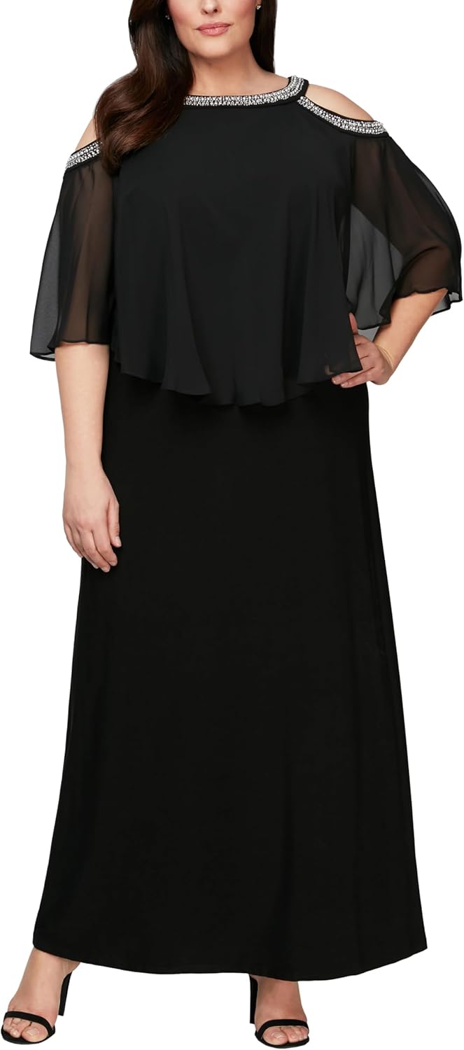 Alex Evenings Plus Size Women's Cold Shoulder Popover Dress - Image 5