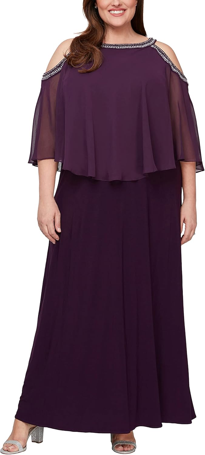Alex Evenings Plus Size Women's Cold Shoulder Popover Dress - Image 6