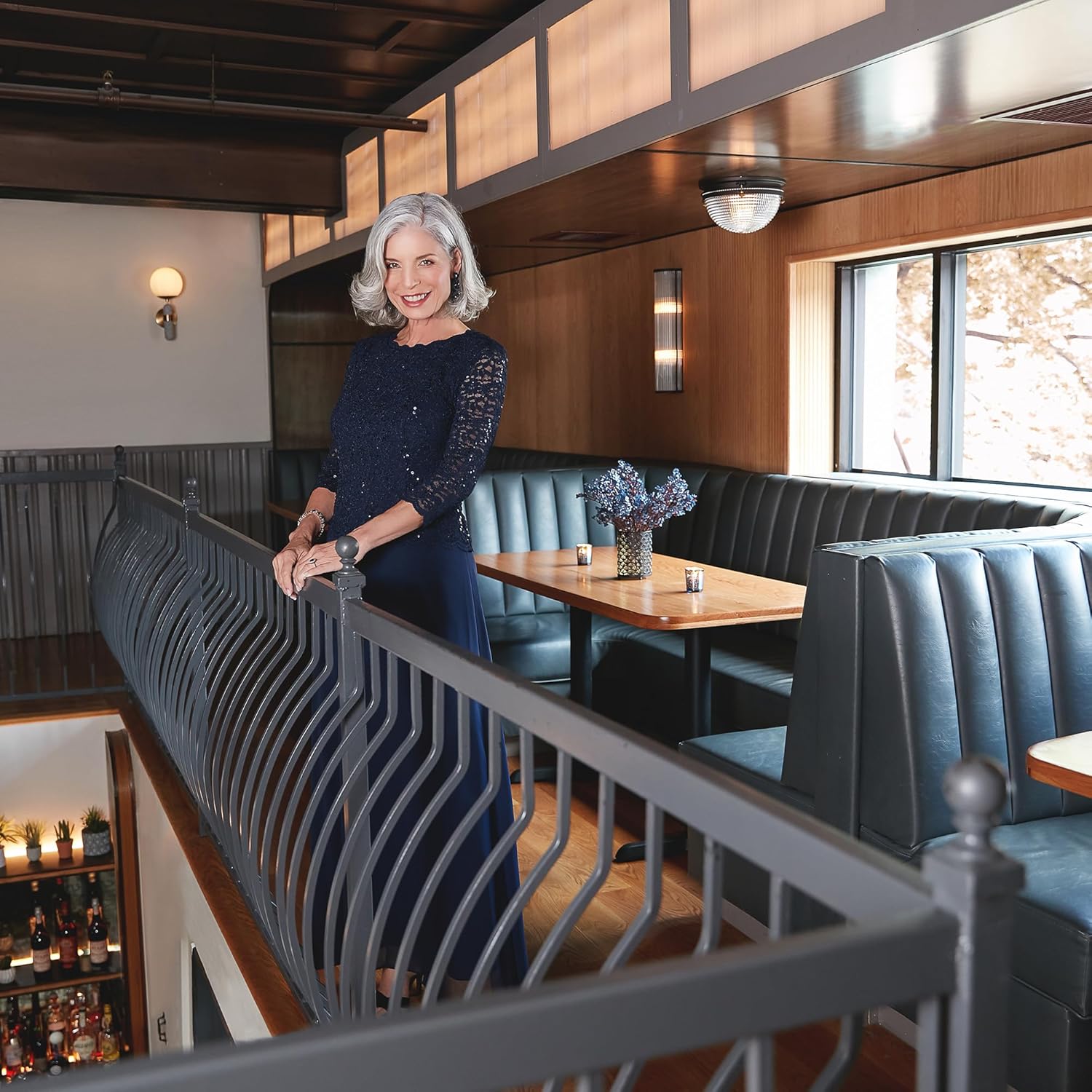 Alex Evenings Women's 3\/4 Sleeve Stretch Lace Bodice Mock One Piece Gown - Image 3