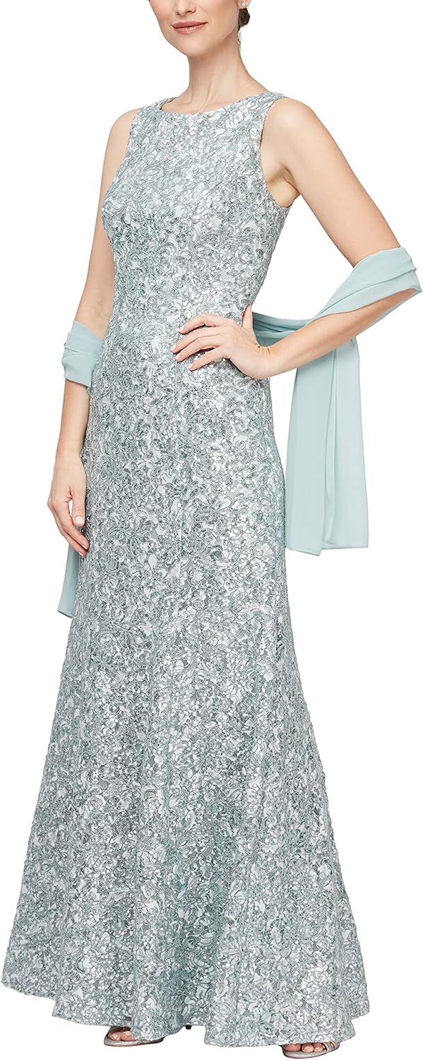 Alex Evenings Women's Dress and Shawl Set