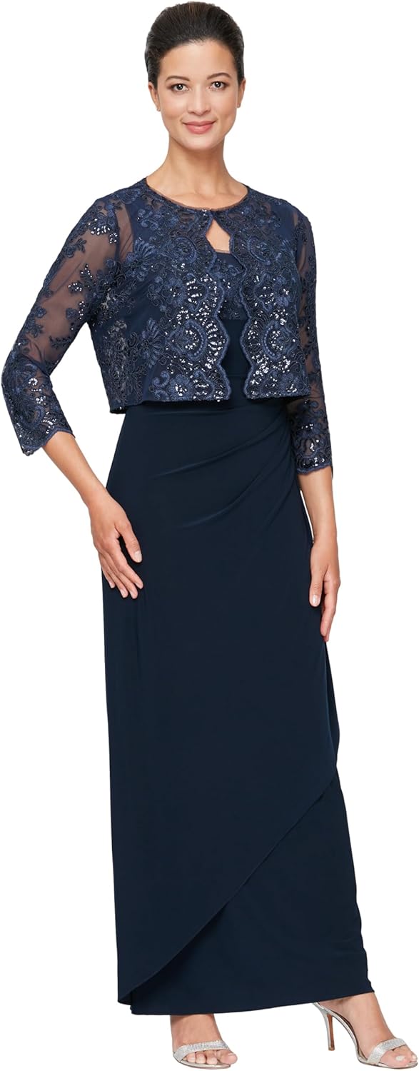 Alex Evenings Women's Empire Waist Bolero Jacket Dress (Petite and Regular Sizes)