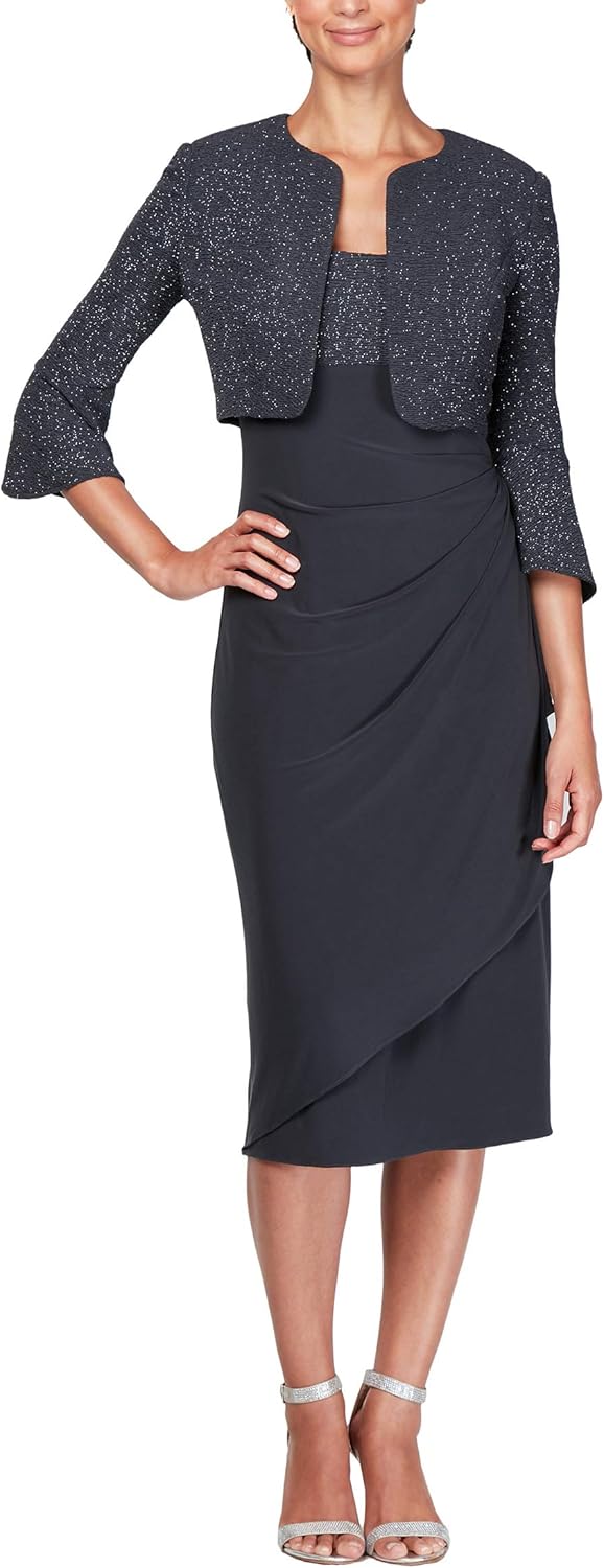Alex Evenings Women's Empire Waist Bolero Jacket Dress (Petite and Regular Sizes) - Image 10