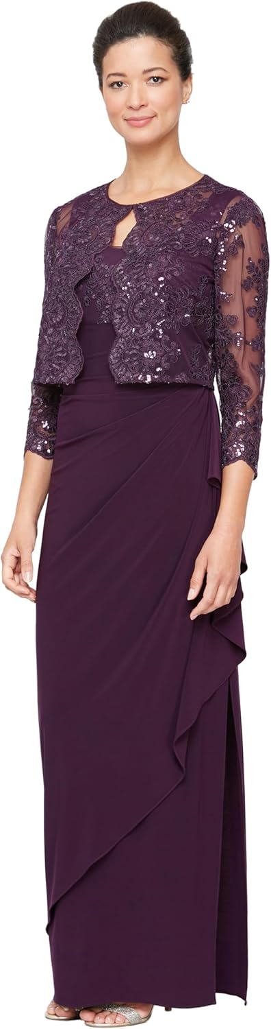 Alex Evenings Women's Empire Waist Bolero Jacket Dress (Petite and Regular Sizes) - Image 8