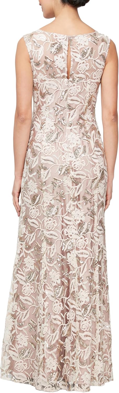 Alex Evenings Women's Floor Length Sleeveless V-Neck, Elegant Mother of The Bride Dress, Formal Events - Image 2