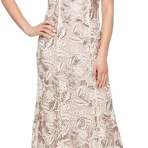 Alex Evenings Women's Floor Length Sleeveless V-Neck, Elegant Mother of The Bride Dress, Formal Events