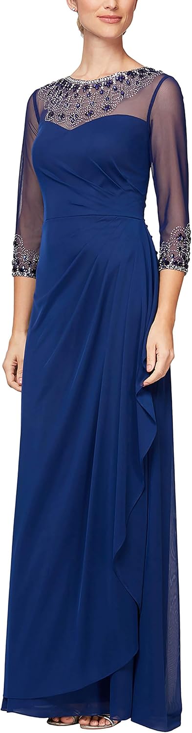 Alex Evenings Women's Long A-line Mother of The Bride Dress with Illusion Neck and Sleeves (Petite and Regular Sizes) - Image 17