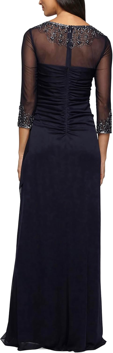 Alex Evenings Women's Long A-line Mother of The Bride Dress with Illusion Neck and Sleeves (Petite and Regular Sizes) - Image 2