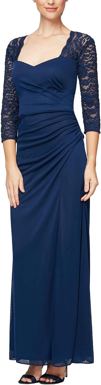 Alex Evenings Women's Long A-line Mother of The Bride Dress with Illusion Neck and Sleeves (Petite and Regular Sizes) - Image 19