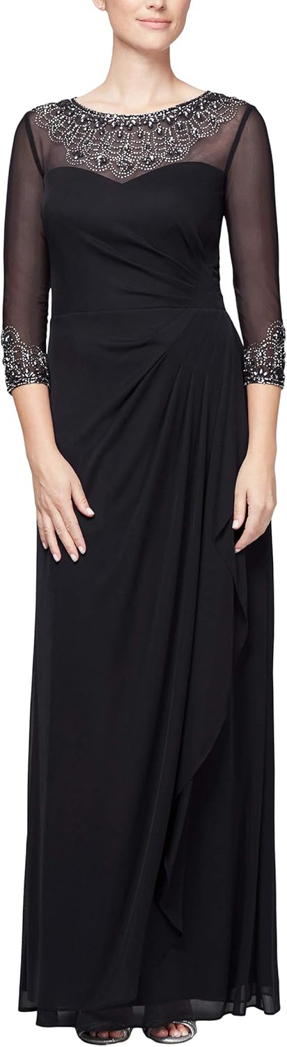Alex Evenings Women's Long A-line Mother of The Bride Dress with Illusion Neck and Sleeves (Petite and Regular Sizes) - Image 11