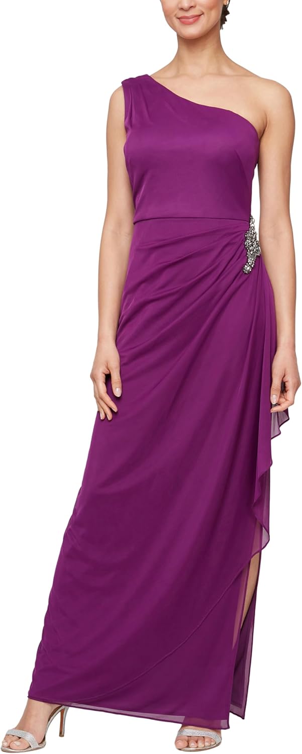 Alex Evenings Women's Long Cold Shoulder Dress, Wedding Guest, Prom, Formal Event (Petite and Regular Sizes) - Image 7