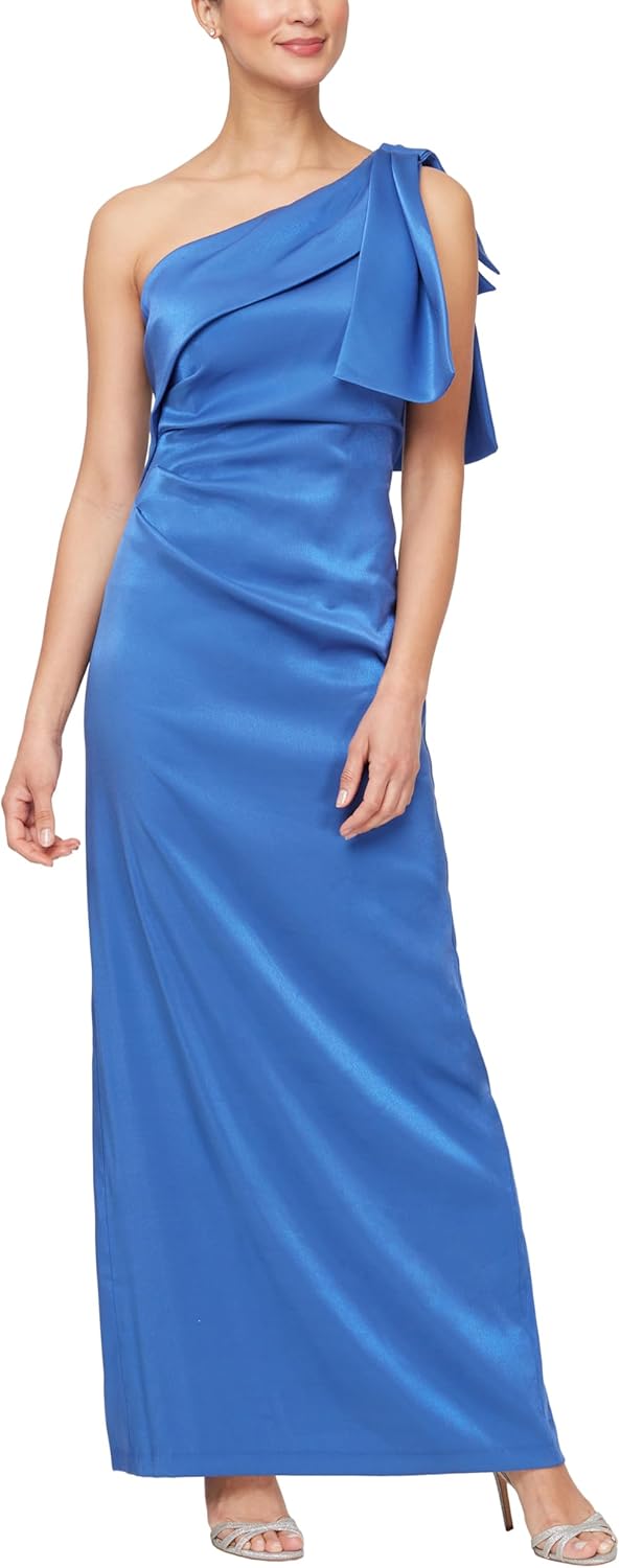 Alex Evenings Women's Long Cold Shoulder Dress, Wedding Guest, Prom, Formal Event (Petite and Regular Sizes)