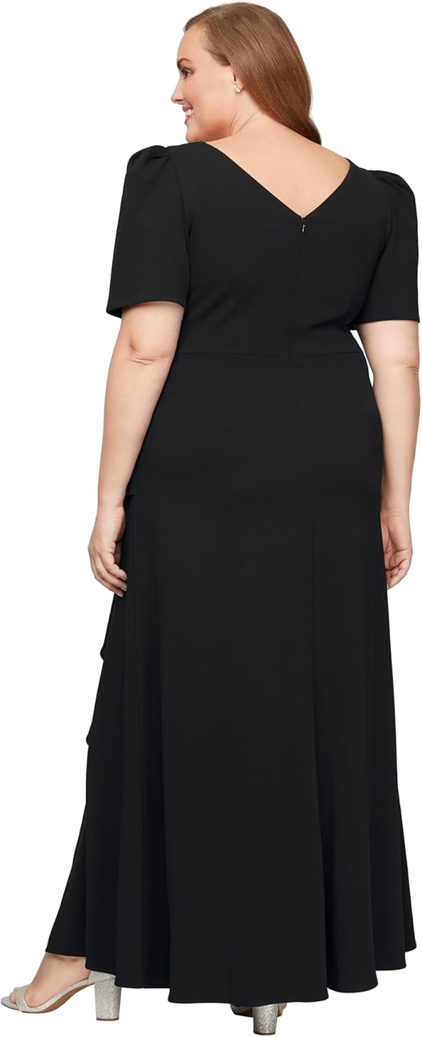 Alex Evenings Women's Long Embellished Neck Elbow Puff Sleeve, Mother of The Bride, Formal Dress (Plus Size) - Image 2