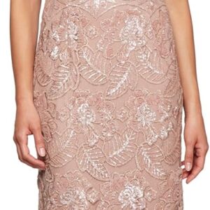 Alex Evenings Women's Long Embroidered Cap Sleeve Dress