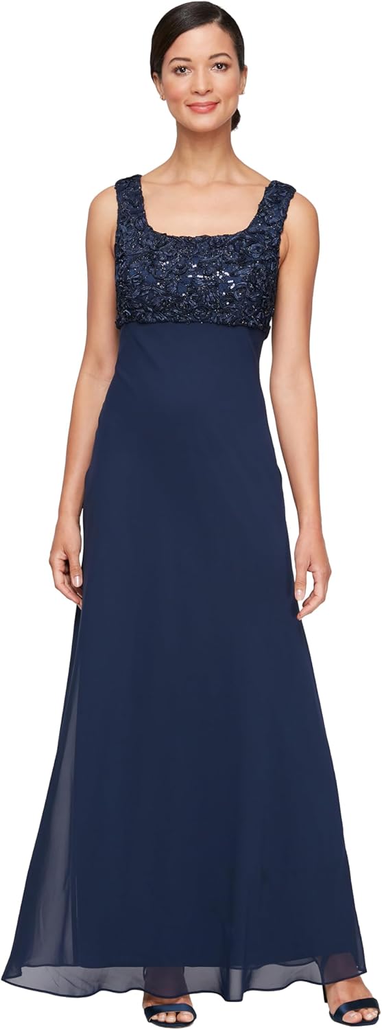 Alex Evenings Women's Long Empire Waist, Two Piece Mother of The Bride Dress with Lace Jacket, (Petite and Regular Sizes) - Image 2