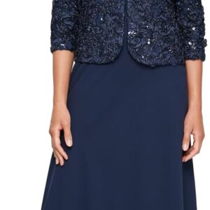 Alex Evenings Women's Long Empire Waist, Two Piece Mother of The Bride Dress with Lace Jacket, (Petite and Regular Sizes)