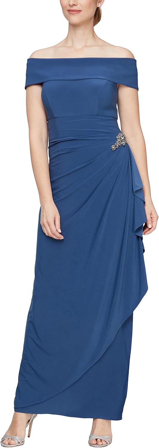 Alex Evenings Women's Long Foldover Off The Shoulder Gown, Formal Event, Mother of The Bride Dress - Image 13