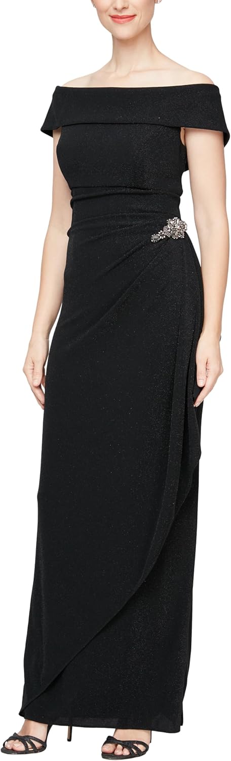Alex Evenings Women's Long Foldover Off The Shoulder Gown, Formal Event, Mother of The Bride Dress - Image 14