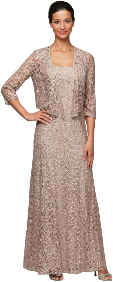 Alex Evenings Women's Long Lace Jacket Dress - Image 9