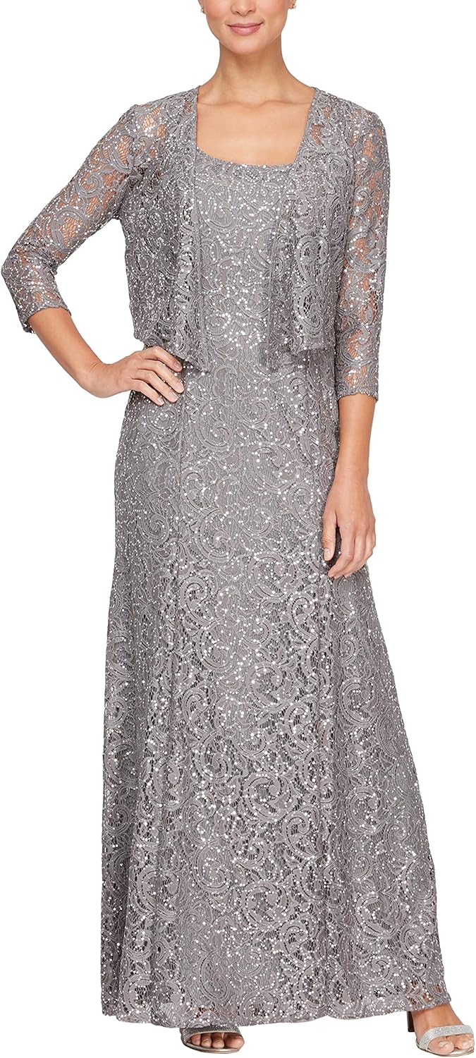 Alex Evenings Women's Long Lace Jacket Dress - Image 15