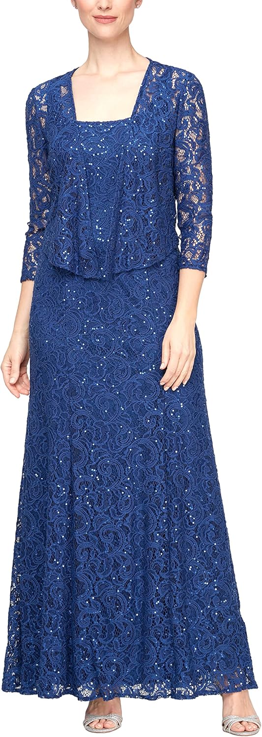 Alex Evenings Women's Long Lace Jacket Dress - Image 14