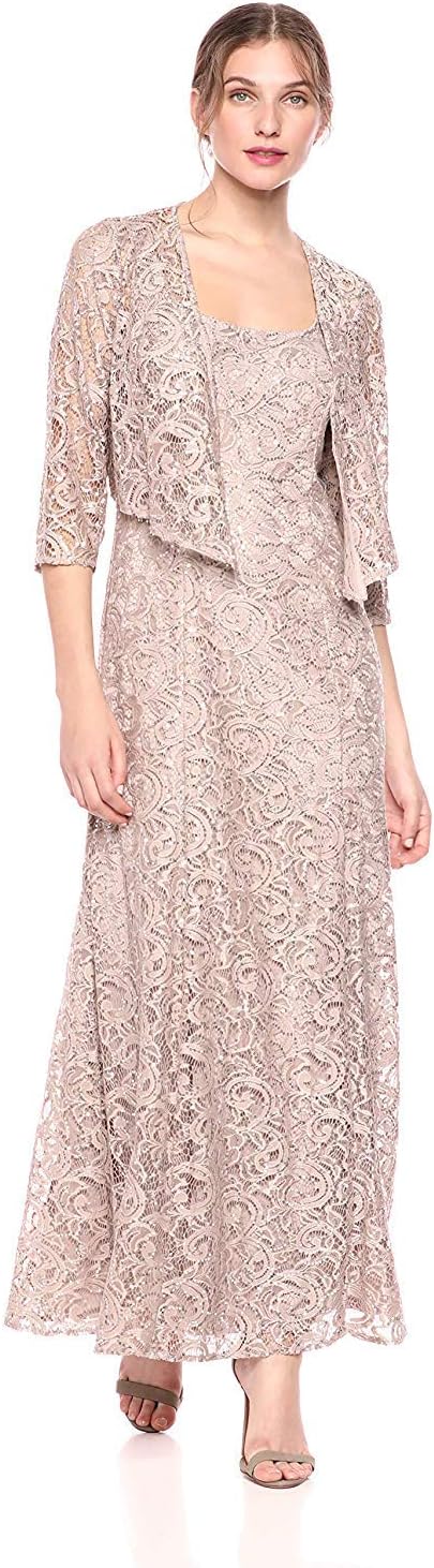 Alex Evenings Women's Long Lace Jacket Dress - Image 8