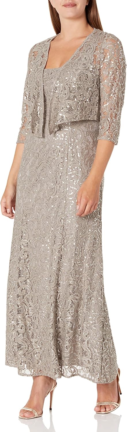 Alex Evenings Women's Long Lace Jacket Dress - Image 11
