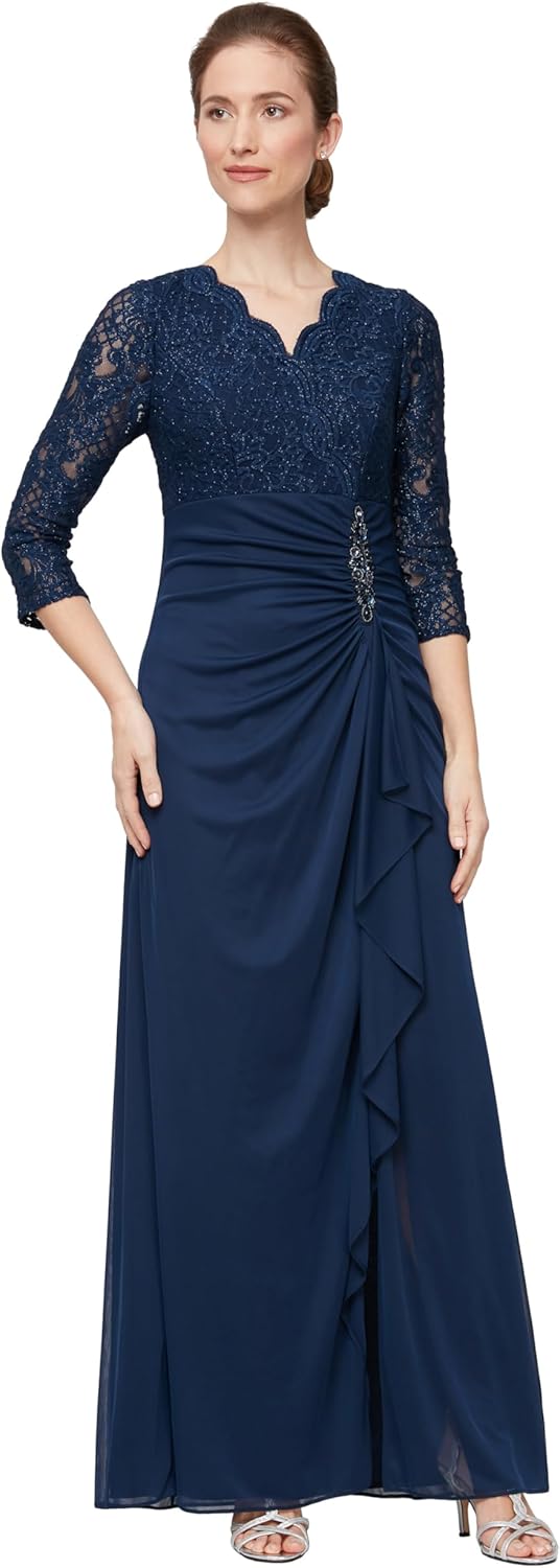 Alex Evenings Women's Long Lace Top Empire Waist Dress - Image 5