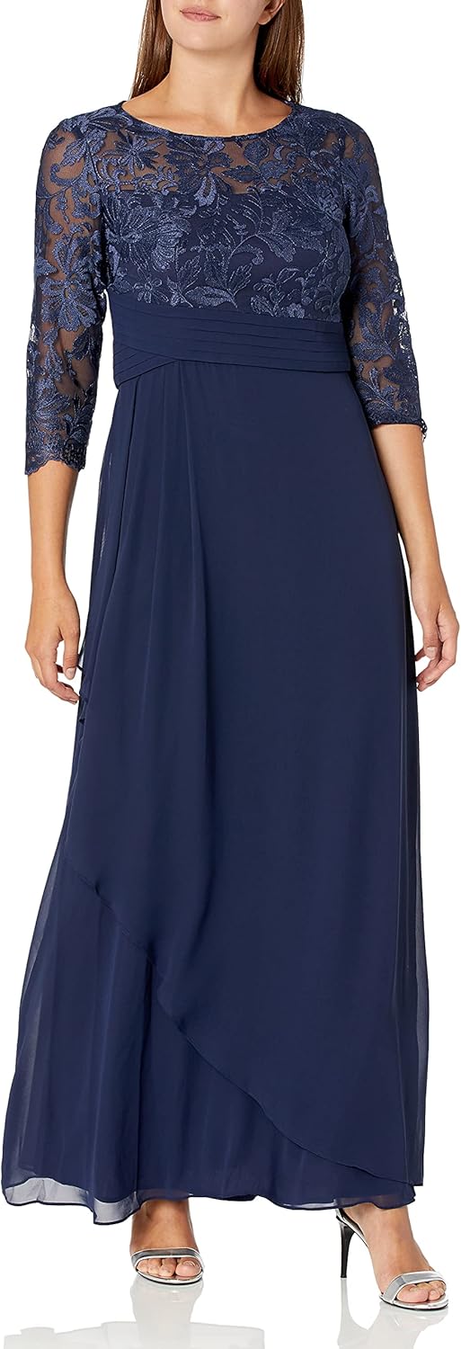 Alex Evenings Women's Long Lace Top Empire Waist Dress - Image 9