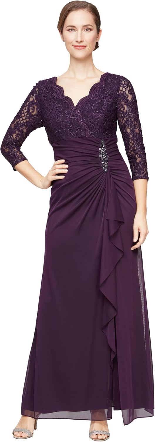 Alex Evenings Women's Long Lace Top Empire Waist Dress - Image 3