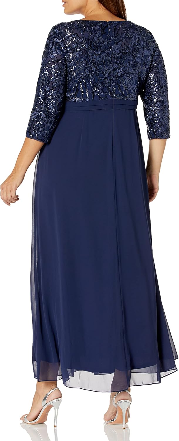 Alex Evenings Women's Long Lace Top Mother of The Bride Dress with Empire Waist (Plus Size) - Image 2