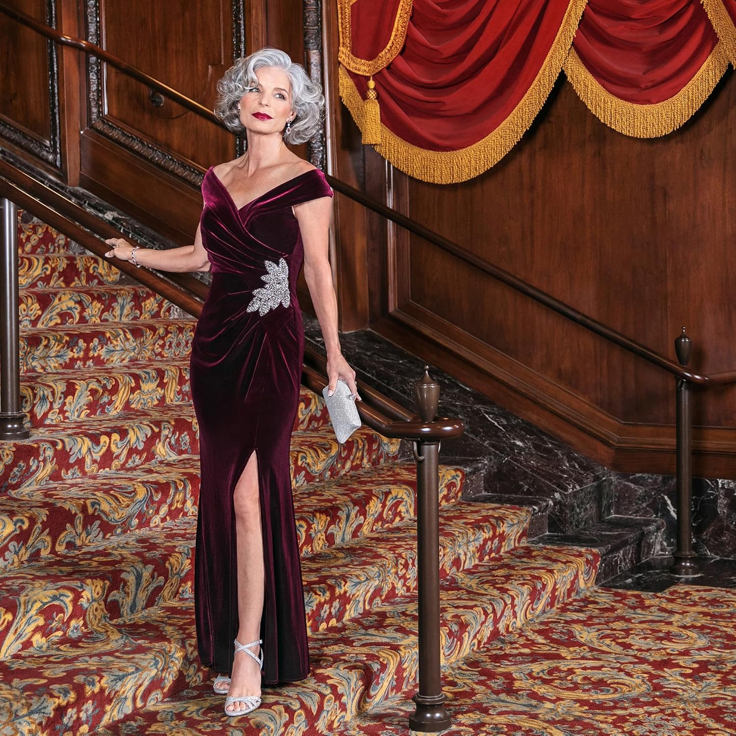 Alex Evenings Women's Long Off The Shoulder Fit and Flare Dress - Image 3