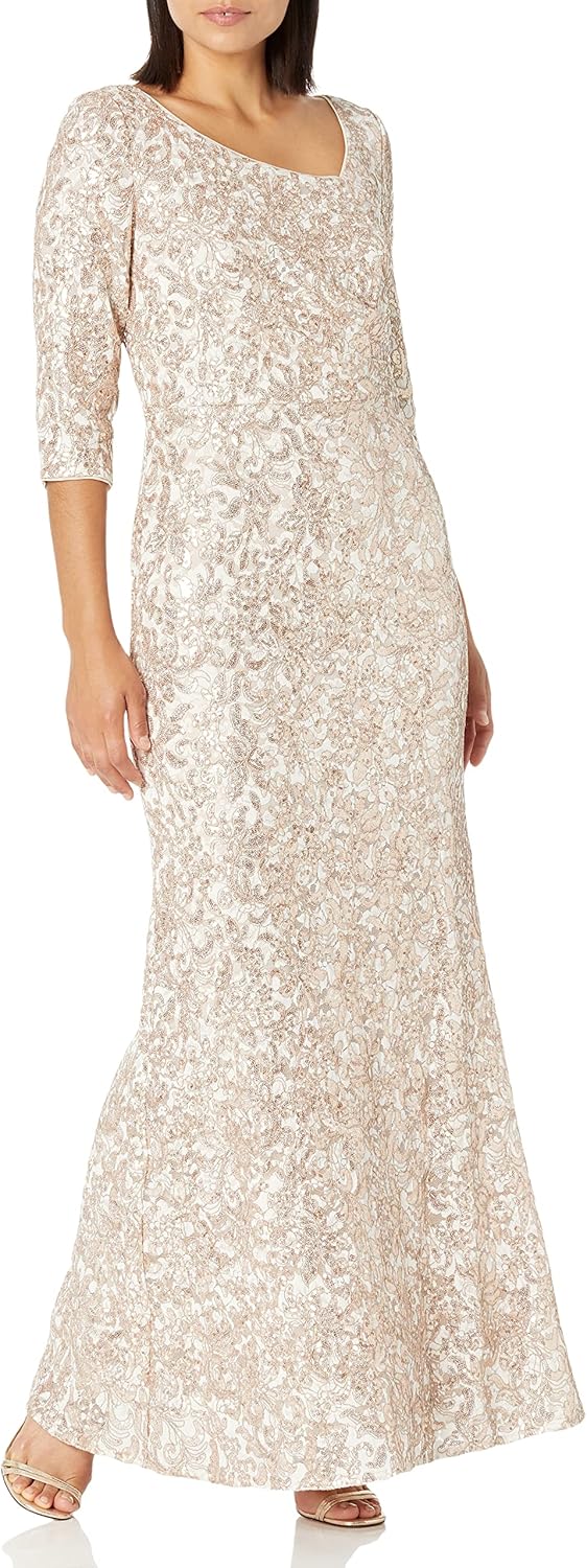 Alex Evenings Women's Long Sequin Dresses with ¾ Sleeves - Image 6