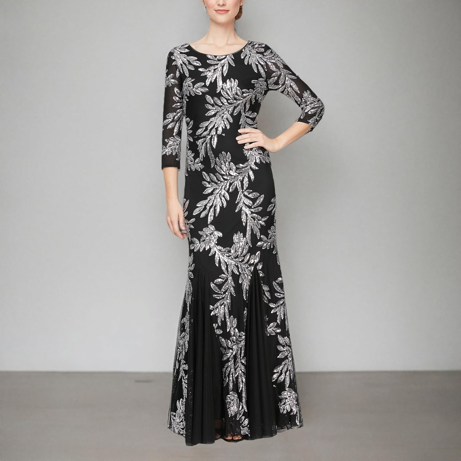 Alex Evenings Women's Long Sequin Dresses with ¾ Sleeves - Image 5