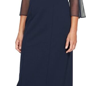 Alex Evenings Women's Long Shift Dress with Illusion Neckline (Petite and Regular Sizes)