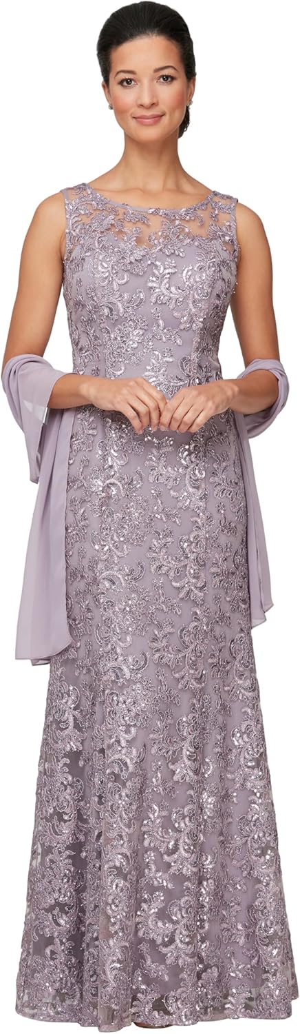 Alex Evenings Women's Long Sleeveless Mother of The Bride Dress with Shawl (Petite and Regular Sizes) - Image 10