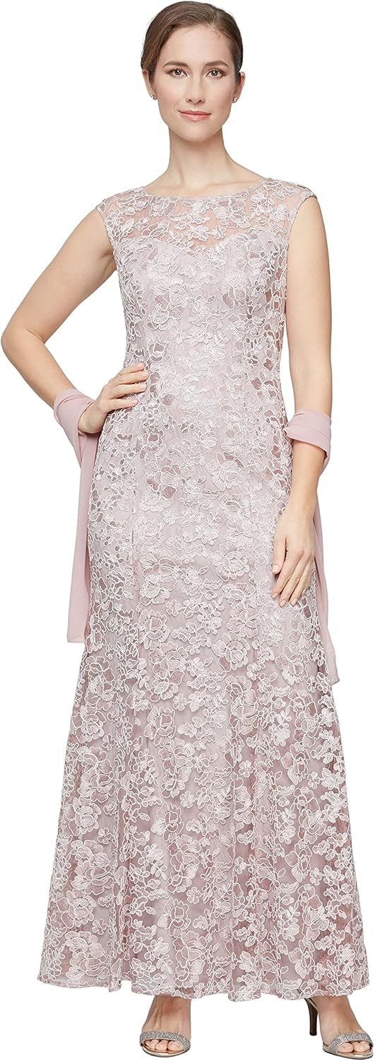 Alex Evenings Women's Long Sleeveless Mother of The Bride Dress with Shawl (Petite and Regular Sizes) - Image 16
